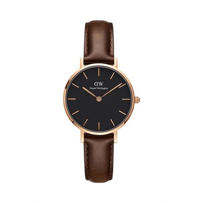 Reloj de cuarzo de piel Petite Bristol - Marrón y rosa dorado