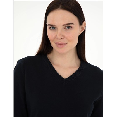 Navy Blue Slim Fit Basic Sweater
