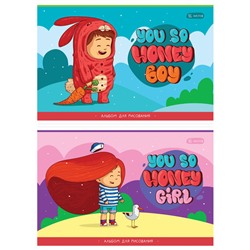 Альбом для рисования 16л., А4, на скрепке ArtSpace "Рисунки. Boy and girl"