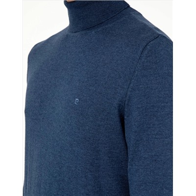 Индиго меландж Slim Fit Friendman воротник основной трикотажный свитер