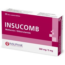 INSUCOMB 500 mg / 5 mg film tablet (30 tablet) (аналог Глюкованс 500/5)