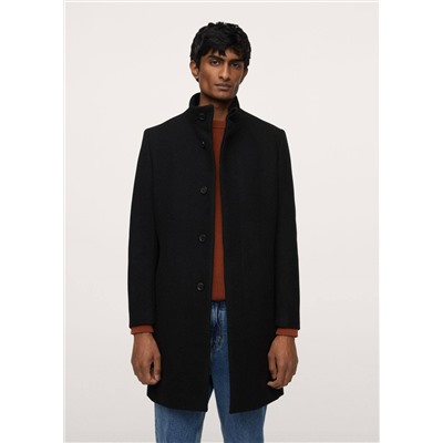 Abrigo lana cuello chimenea -  Hombre | MANGO OUTLET España