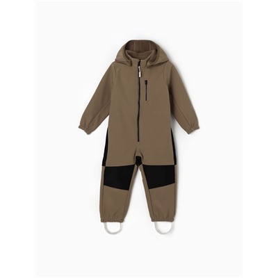 Комбинезон демисезонный для девочек MINAKU из Softshell на флисе, непромокаемый, хаки, рост 128 см