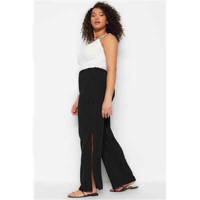 Черная щель детальная высокая талия Bürümcük Wide Trotter Beach Clothing Plants Tbbss23ar00012