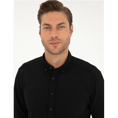 Black Slim Fit рубашка с длинным рукавом