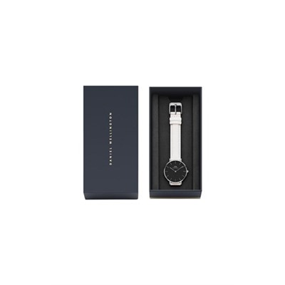 Reloj de cuarzo de piel Bondi - 32 mm - Blanco y plateado
