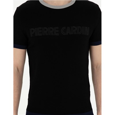 Black Slim Fit Bike Yaka Triko T -For