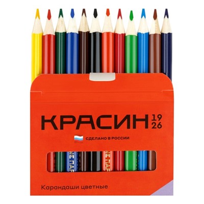 Набор карандашей цветных Красин "Алые Паруса", трёхгранные, заточенные, европодвес, 12 штук