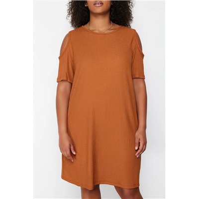 Brown A-Line Cupt-Out Detailly Ditting Dress TBBSS22EL2986