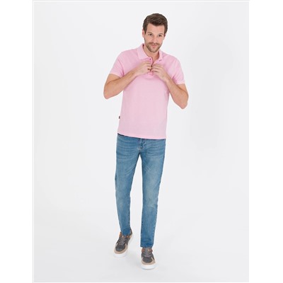 Pink Slim Fit Polo Yaka Mercerized T -For