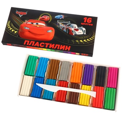 Пластилин 16 цветов 240 г «Тачки»