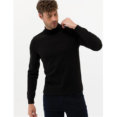 Black Slim Fit Half Fisherman воротник базовый вязаный свитер