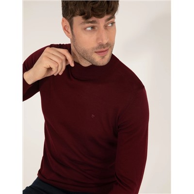 Bordeaux Slim Fit Half Fisherman Sece Sheam. Смешанный базовый вязаный свитер