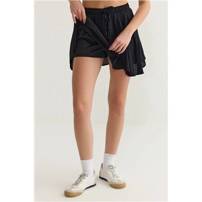 Black Reslected Cut Speat Mini Plating Skirt -Шорты, снятые