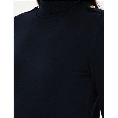 Navy Blue Slim Fit Basic Sweater