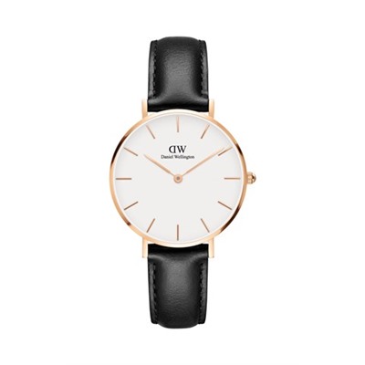 Reloj de cuarzo de piel Sheffield 32 mm - Negro y rosa dorado