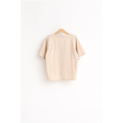 Футболка детская oversize экрю принт Стиракозавр