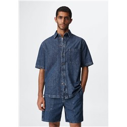 Camisa denim manga corta -  Hombre | MANGO OUTLET España