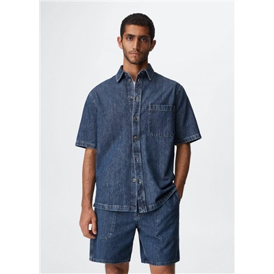 Camisa denim manga corta -  Hombre | MANGO OUTLET España
