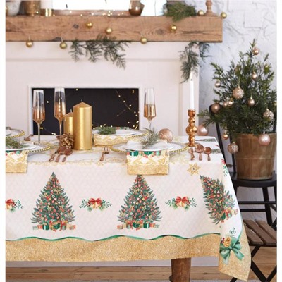 Скатерть новогодняя "Этель" "Golden Christmas" Скатерть новогодняя 150*110 +/-3см с ГМВО, 100%хл, 190г/м2