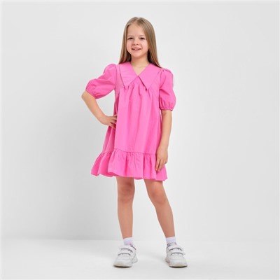 Платье детское с воротником KAFTAN, размер 30 (98-104 см), цвет ярко-розовый
