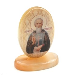 Икона из селенита "Сергий Радонежский" на подставке, 45*25*65мм