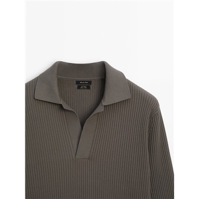 Jersey polo punto canalé algodón