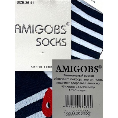 Носки женские короткие AMIGOBS хлопок 5 пар 36-41 Арт 12