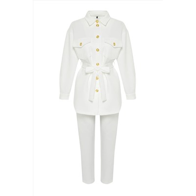 Ekru Gold Button Подробный Diver/Scuba вязание Out-Up Set Tctss24us00017