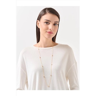Стильное колье с двойной цепочкой и фигуркой золотого слитка 22K12NECKLACE014