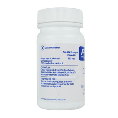 Pure Encapsulations Гинкго 50 160 мг 30 капсул