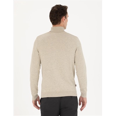 Песчанный меландж Slim Fit Fisherman воротник базовый трикотажный свитер