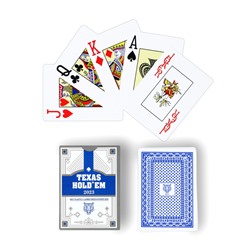 Карты игральные пластиковые "Texas Hold`em", 30 мкм, 8.8 х 6.3 см, синяя рубашка