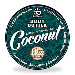 Твердое масло-автозагар для тела Coconut с 10-компонентным бронзатором, 150 мл, бренд - SOL BIANCA