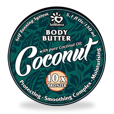 Твердое масло-автозагар для тела Coconut с 10-компонентным бронзатором, 150 мл, бренд - SOL BIANCA