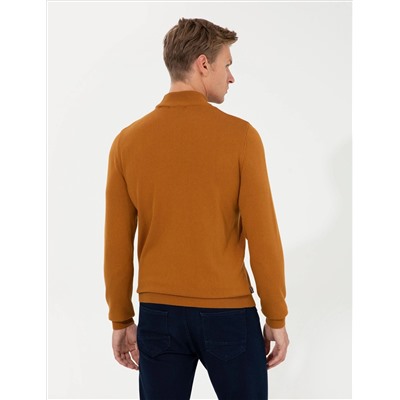 Brown Slim Fit Half Fisherman воротник базовый трикотажный свитер