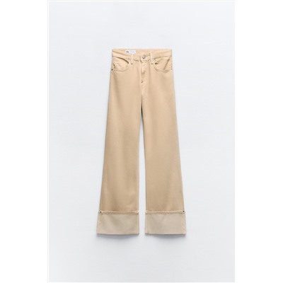 JEANS TRF COLOR BAJO VUELTA TIRO ALTO