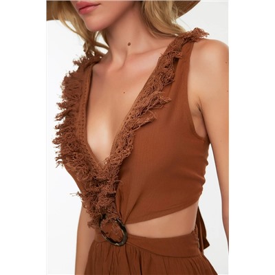 Вязаное пляжное платье макси с кисточками Cinnamon TBESS21EL3624
