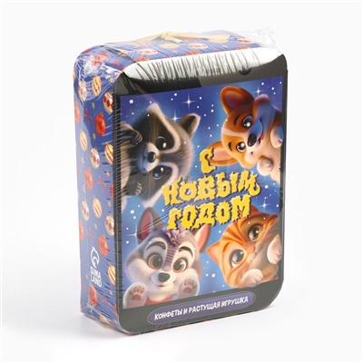 Новогодний подарок, сладкий, детский «Зверюшки» + растущая игрушка , 500 г