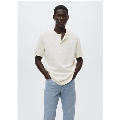Camiseta algodón cuello panadero -  Hombre | MANGO OUTLET España