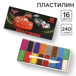 Пластилин 16 цветов 240 г «Тачки»