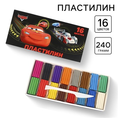Пластилин 16 цветов 240 г «Тачки»