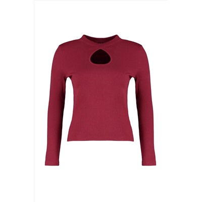 Bordeaux Window/вырезать подробную вязаную блузку TBBAW23AF00037