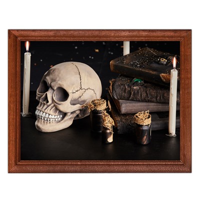 POSG-0087 Постер в рамке 23x17см Череп и магические книги