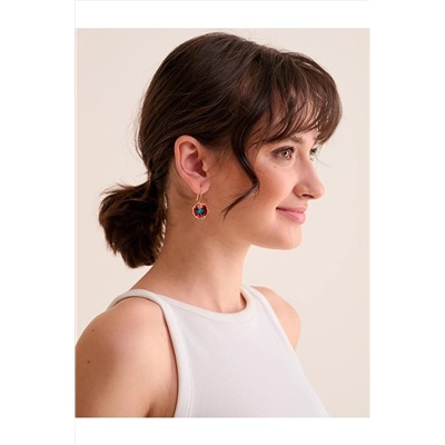 Серьги с фигурками из смешанной натуральной эмали и камнями 22Y04EARINGS026