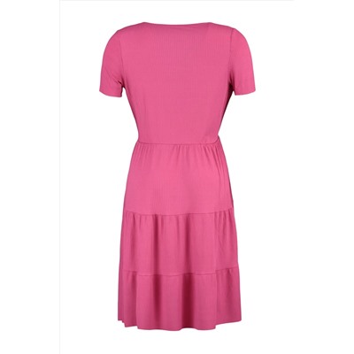 Fuchsia v -neck Stakter вязание платья большого размера TBBSS22EL1638