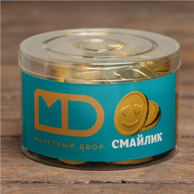 Шоколадные монеты в банке «Смайлик», 6 г