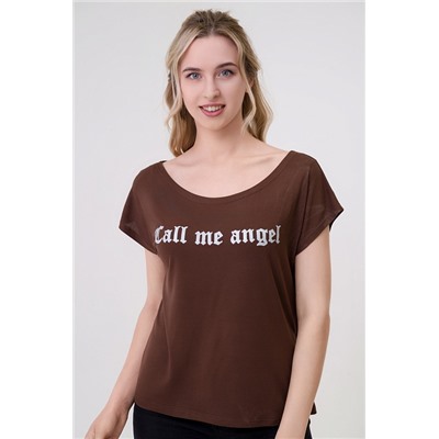 Футболка женская из вискозы Лирика / Темно-коричневый Call me angel