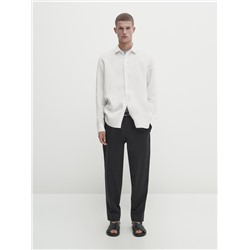 Camisa lino sarga rayas relaxed fit
