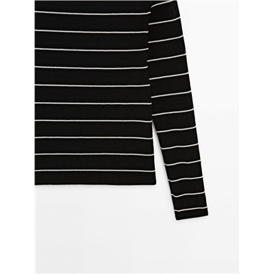 Striped knit co-ord T-shirt with long sleeves